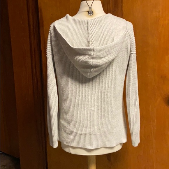 Rachel Zoe Cable Hoodie Sweater Heather Gray Med - Picture 4 of 6